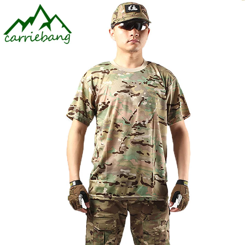 Камуфляжные уличные мужские футболки походные военные движения тактические