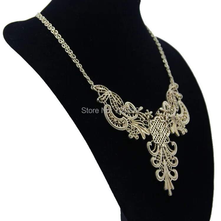 Vintage Gold Tone Alloy Hollow Flower Choker Statement Necklace for Women | Украшения и аксессуары