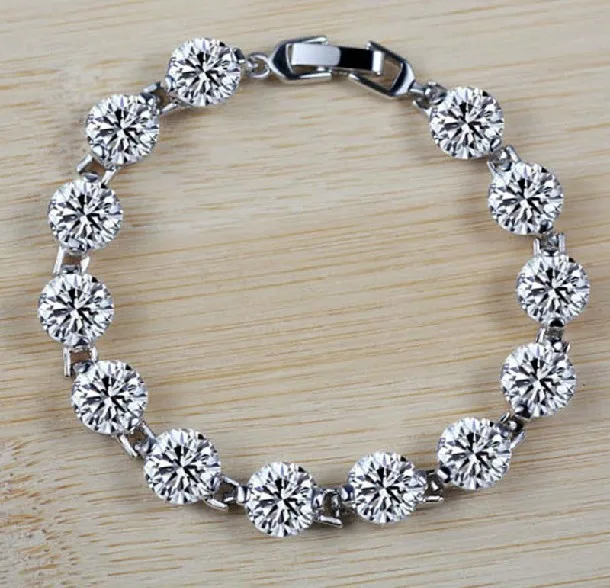 Оптовая продажа элегантная 2CT бесцветная 18K белая позолоченная ручная цепочка