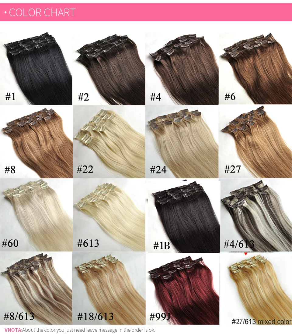ZZHAIR, 100 г-140 г, 1"-24", волосы remy для машинного производства, 6 шт. в наборе, человеческие волосы для наращивания на заколках, набор на всю голову, Натуральные Прямые Волосы