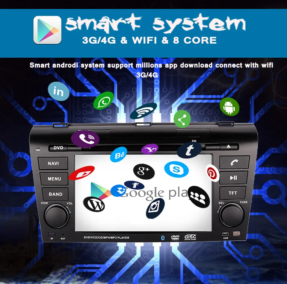 Wpski Octa core android 2004 для Mazda 3 Автомобильное видео музыкальное радио стерео