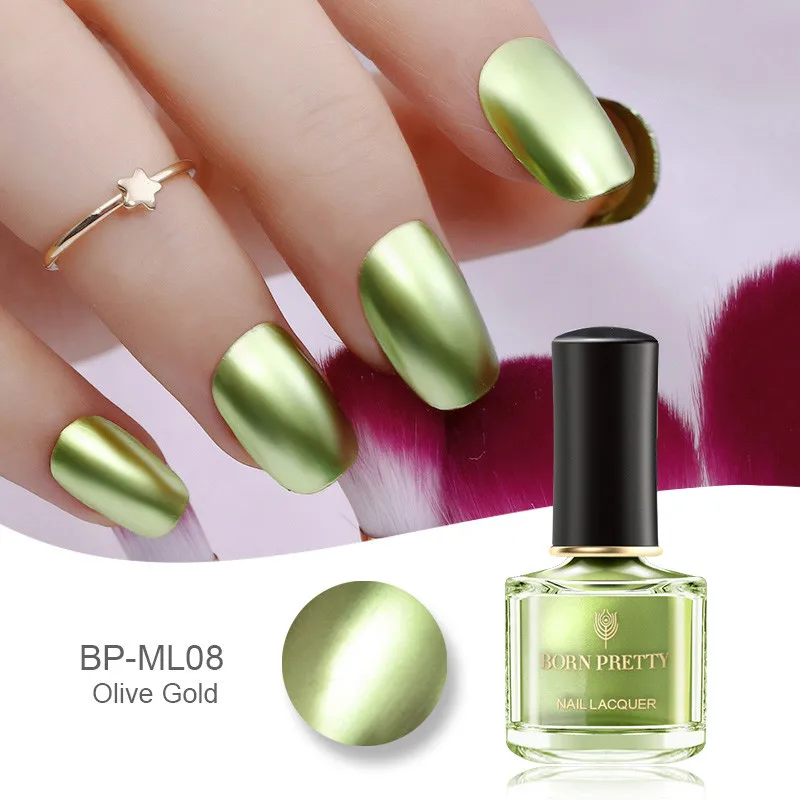 Olive Gold BORN PRETTY металлический блеск серии лак для ногтей 6 мл эффект зеркальных ногтей лак розовое золото Маникюр Vernis основа для ногтей пальто - Цвет: Olive Gold