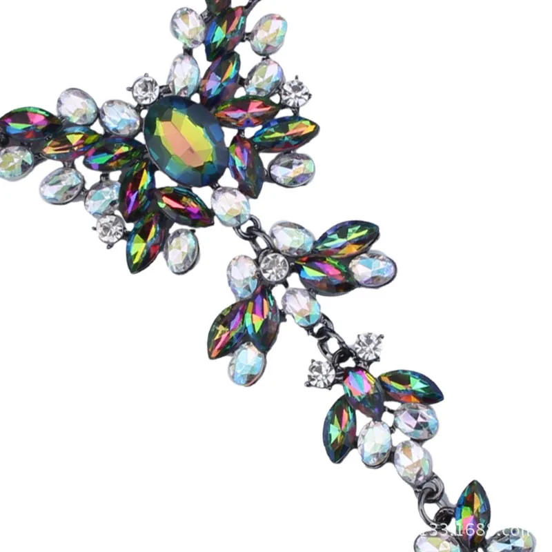 Роскошное ожерелье с кулоном из кристаллов винтажная Длинная цепочка Bijoux воротник Массивное колье для женщин Трендовое этническое свадебное ювелирное изделие