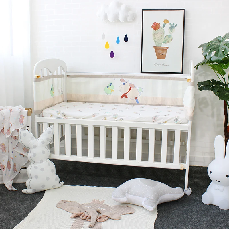 Детская кровать бампер мягкий дышащий 3 слоя сетка защита для кроватки милый