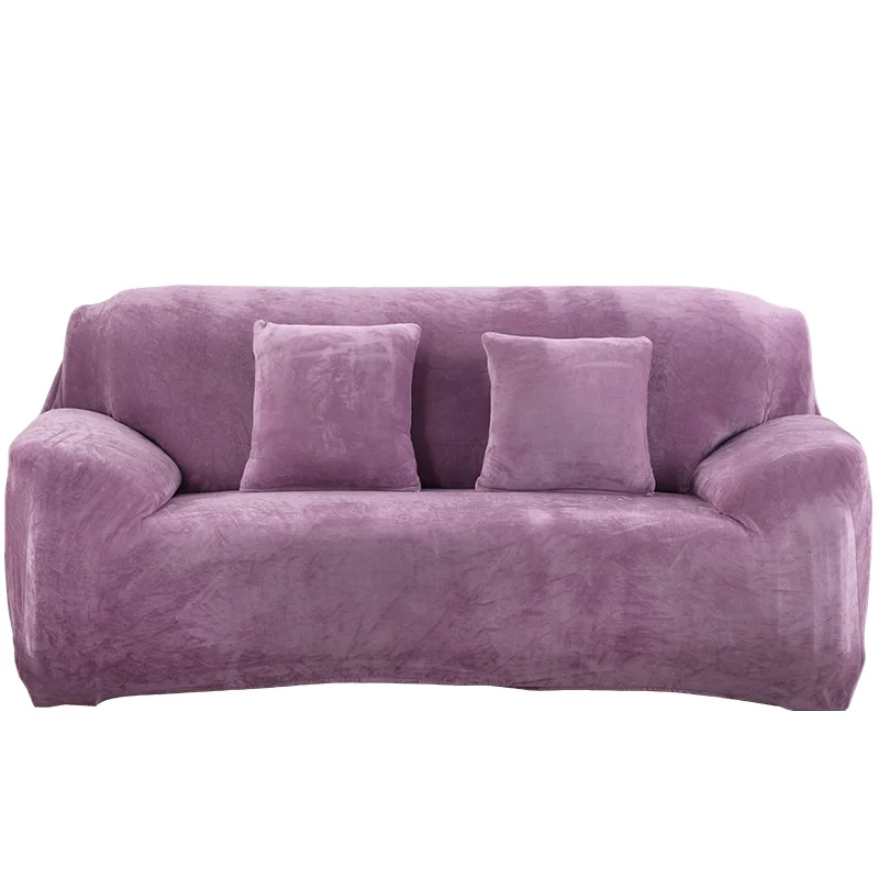 light purple Толстые плюшевые бархатные диван Чехол универсальный эластичный диван slicover секционные диванные покрывала для кресло на двоих 1/2/3/4 сиденья - Цвет: light purple