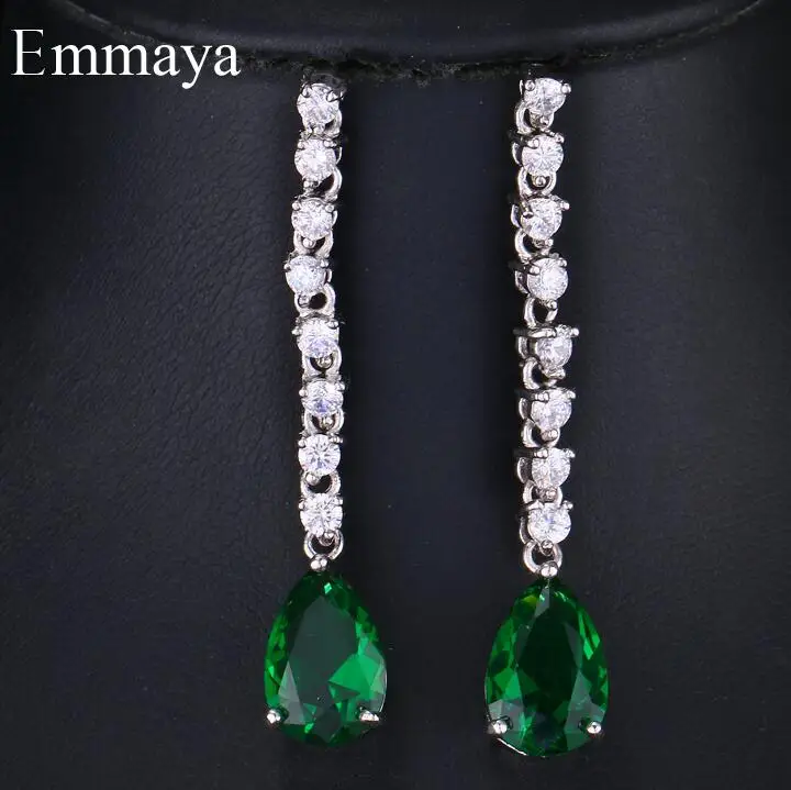 white gold Emmaya брендовые модные роскошные амулеты AAA кубический циркон зеленые воды серьги для женщин украшения на день рождения, свадьбу вечерние подарок - Окраска металла: white gold