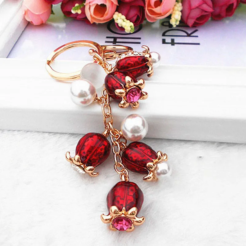 RE Crystal Rhinestone Подарочный сплав брелок для ключей Женская сумочка автомобильный