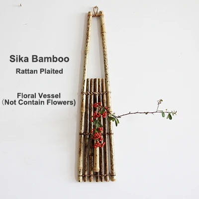 Sika Bamboo Rattan 1 комплект искусственная зимняя Calyx Canthus японская настенная висячая бамбуковая корзина дзен ваза для цветов домашний магазин офисное украшение 7color - Цвет: Sika Bamboo Rattan
