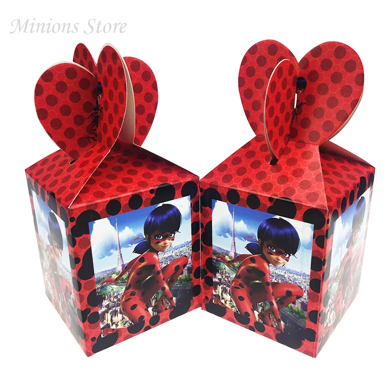 Ladybug 6 шт./лот, милая бумага с динозаврами, коробка для конфет, вечерние подарочные коробки с динозаврами, Подарочная коробка с динозаврами для вечеринок на день рождения и декора - Цвет: Ladybug