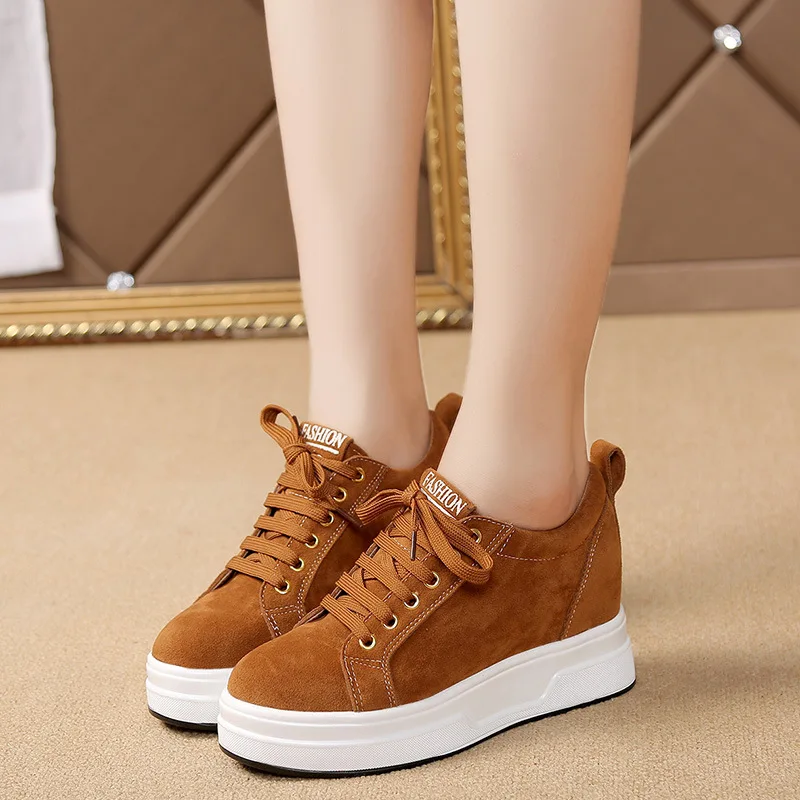 Hung Yau/кроссовки на платформе; женская Вулканизированная обувь; tenis feminino; повседневная женская обувь на шнуровке; сезон осень; цвет коричневый; женская обувь; американский размер 8
