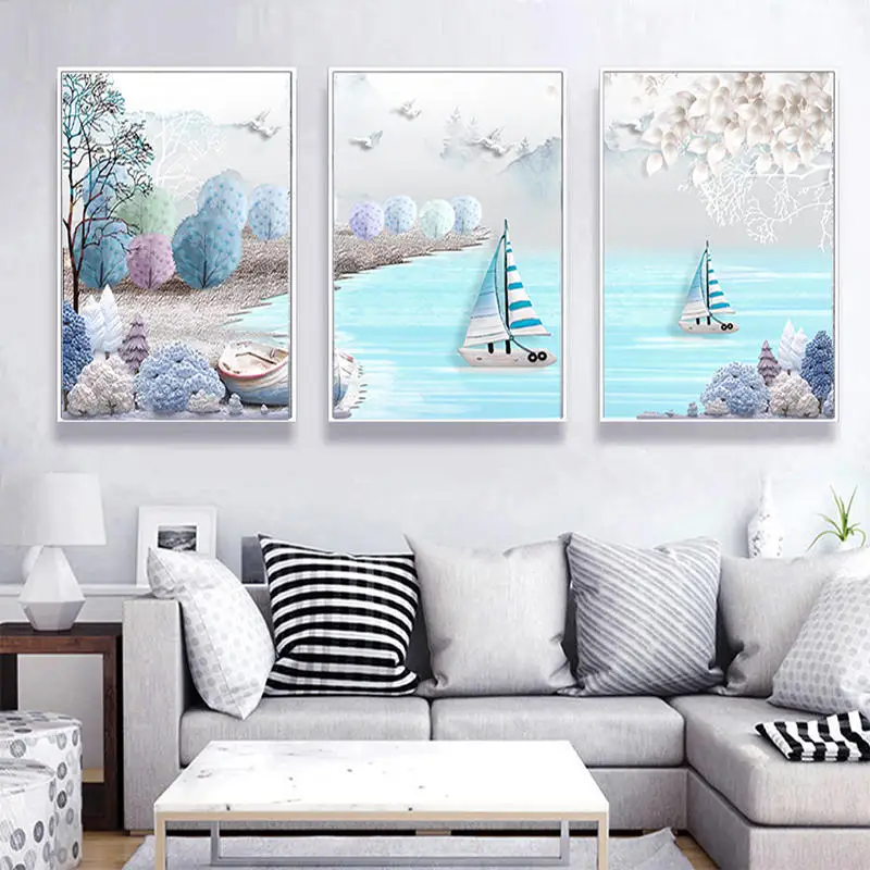 

YongHe скандинавские домашние декоративные картины маслом пастпрал пейзаж настраиваемый состав чернил плакат Настенные фотографии для гости...