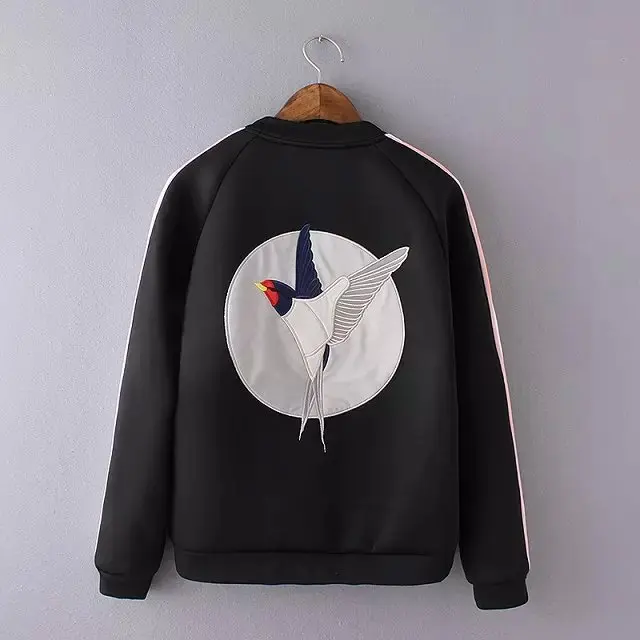 Птица вышитые атласные лицо куртку женщины|jacket motor|jacket wool womenjackets ladies |