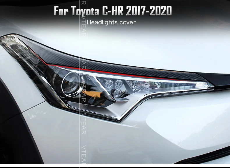 Vtear для Toyota C-HR CHR ABS автомобильный головной светильник s Рамка светильник крышка для бровей хромированная Накладка для стайлинга внешние аксессуары
