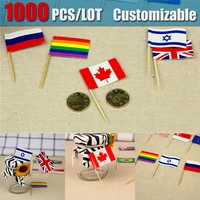 1000pcslot buffet paper flag bamboo decorative toothpicks customizable bar fruit platter cocktail toothpick for annual party