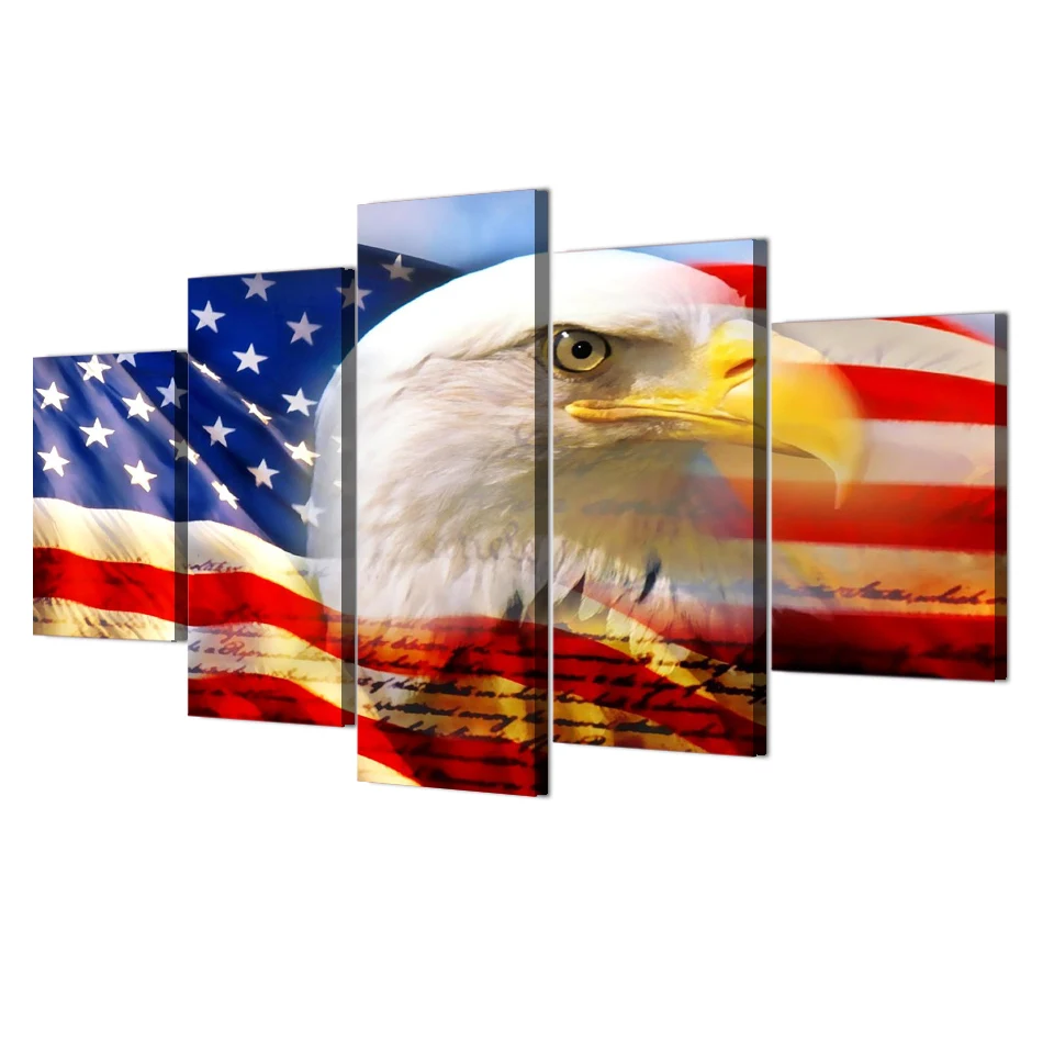 5 шт. Холст Искусство флаг орла США печатная Настенная картина домашний декор