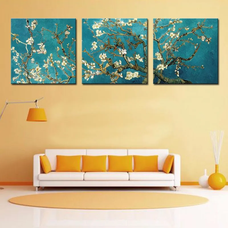 3 предмета стены искусства Ван Гог цветущие миндальное дерево холст Картина на
