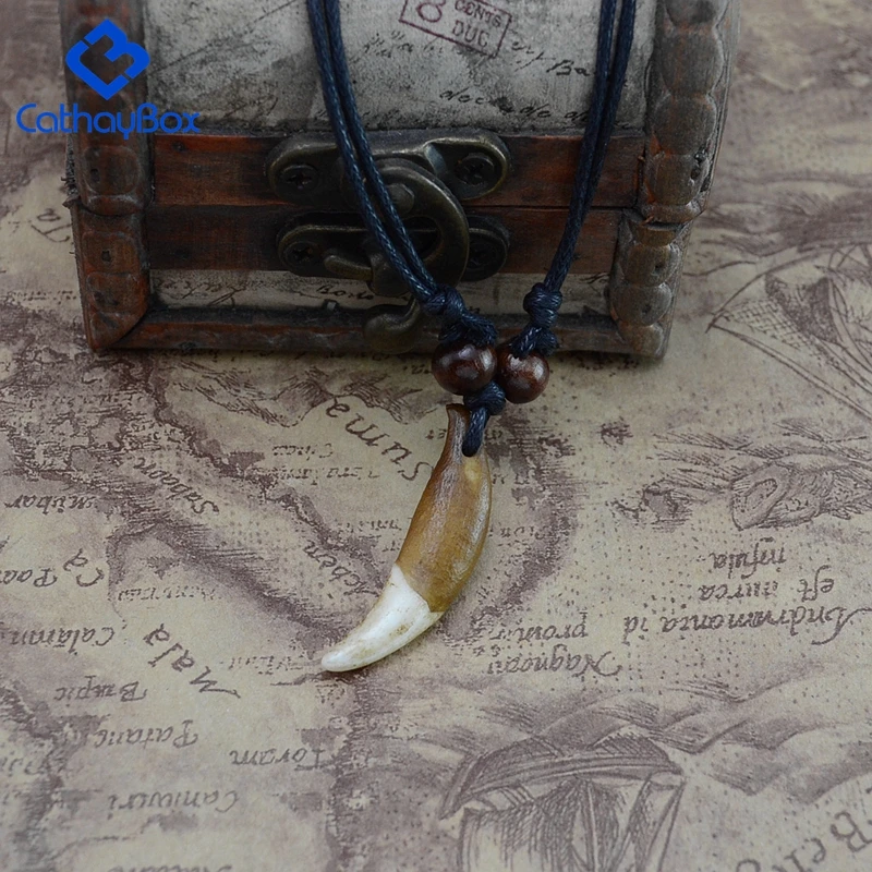 Мужской родовой волк зуб Очаровательная подвеска ожерелье винтажный вид зубы