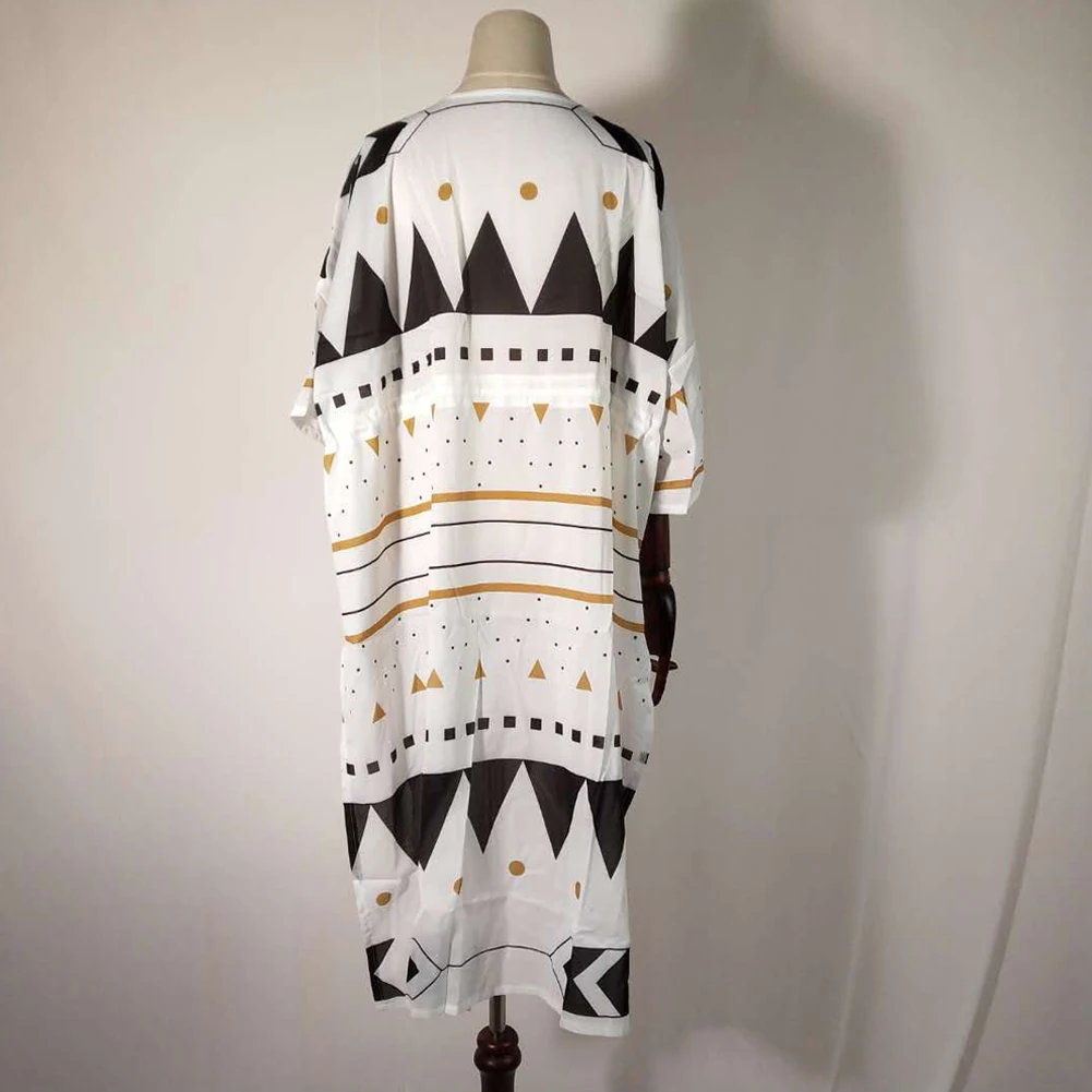 

2019 New Women Cover Up Summer Beachwear Printed V-Neck Bikini Swimwear Beach Dress Fashion Bathing Kaftan
