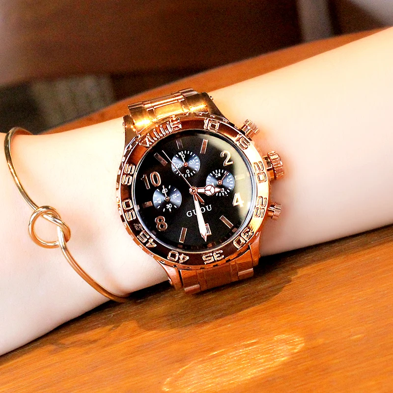 GUOU Luxury Women's Watches Stainless Steel Waterproof Quartz Women Fashion Ladies watch reloj mujer zegarek damski | Наручные часы