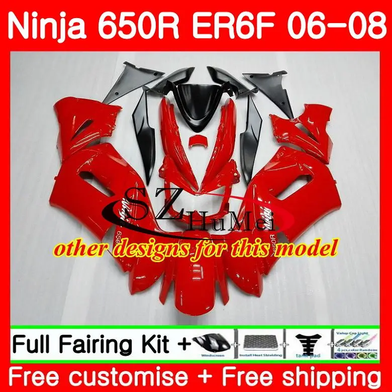 Корпус для KAWASAKI NINJA TOP red flames 650R ER6 F 650 ER-6F 06-08 4SH6 Ninja650R ER6F 06 07 08 ER 6F 2006 2007 2008 комплект