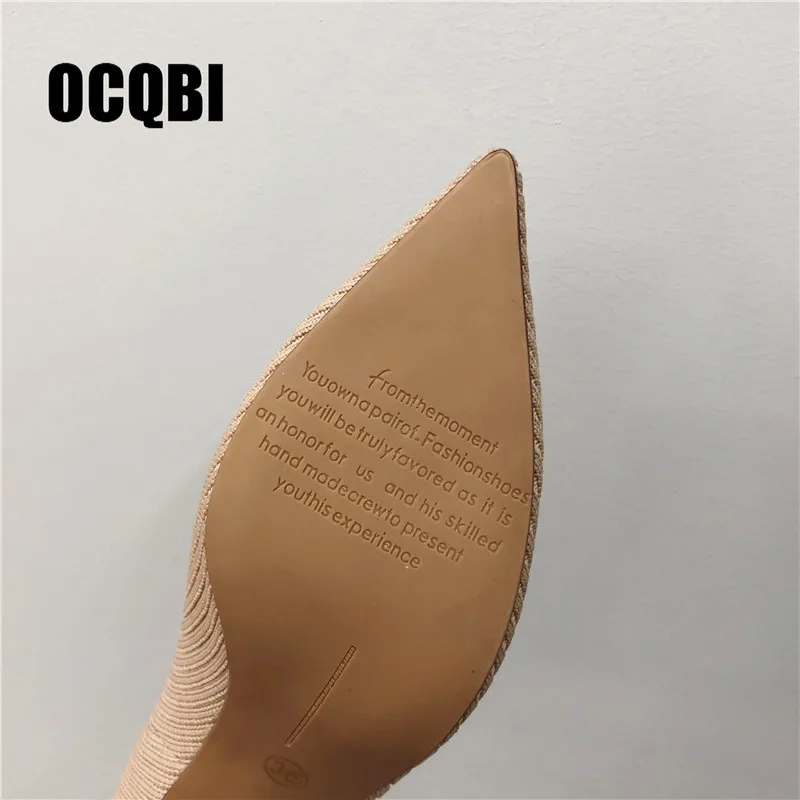 Осенне-весенние хлопковые сапоги, модные эластичные сексуальные туфли для вечеринок, черные открытые женские туфли с острым носком на высоком каблуке, обувь для зрелых женщин, размер 39