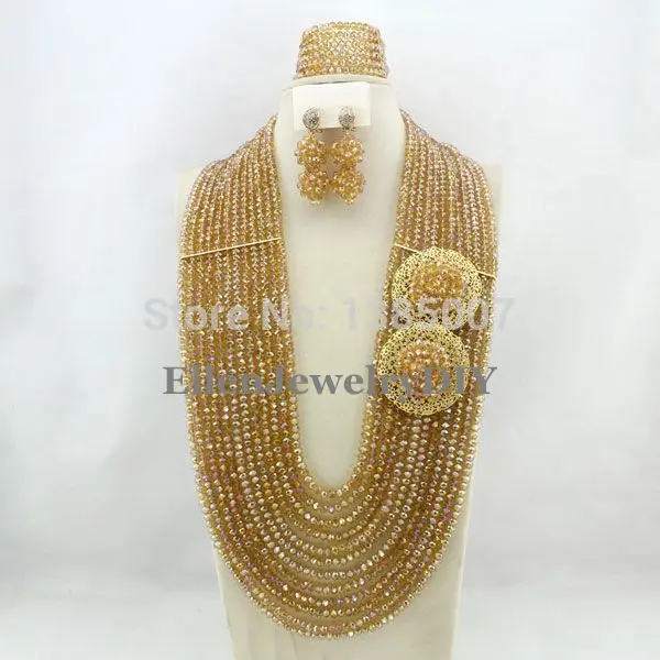 

New!African Wedding Jewelry Set Crystal Jewelry Sets African Beads Necklace Set Dubai Bridal jewelry Sets Free Shipping N5568