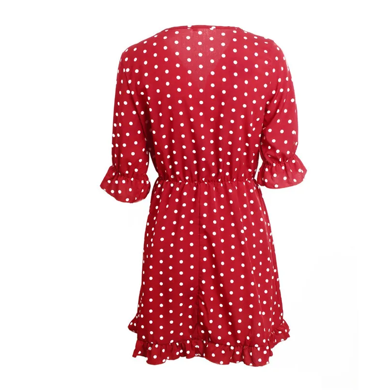 Женское свободное мини платье в горошек с расклешенными рукавами модель 40ja03 на