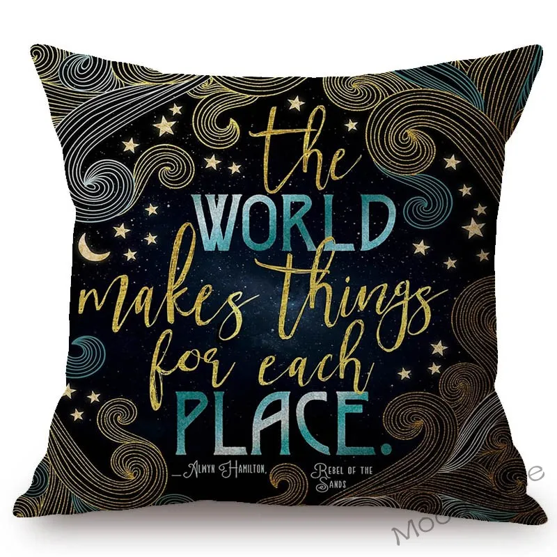 Bookish Readig Book Classic Novels Art Quotes Letter Print Library литературный чехол на диванную подушку из хлопка и льна