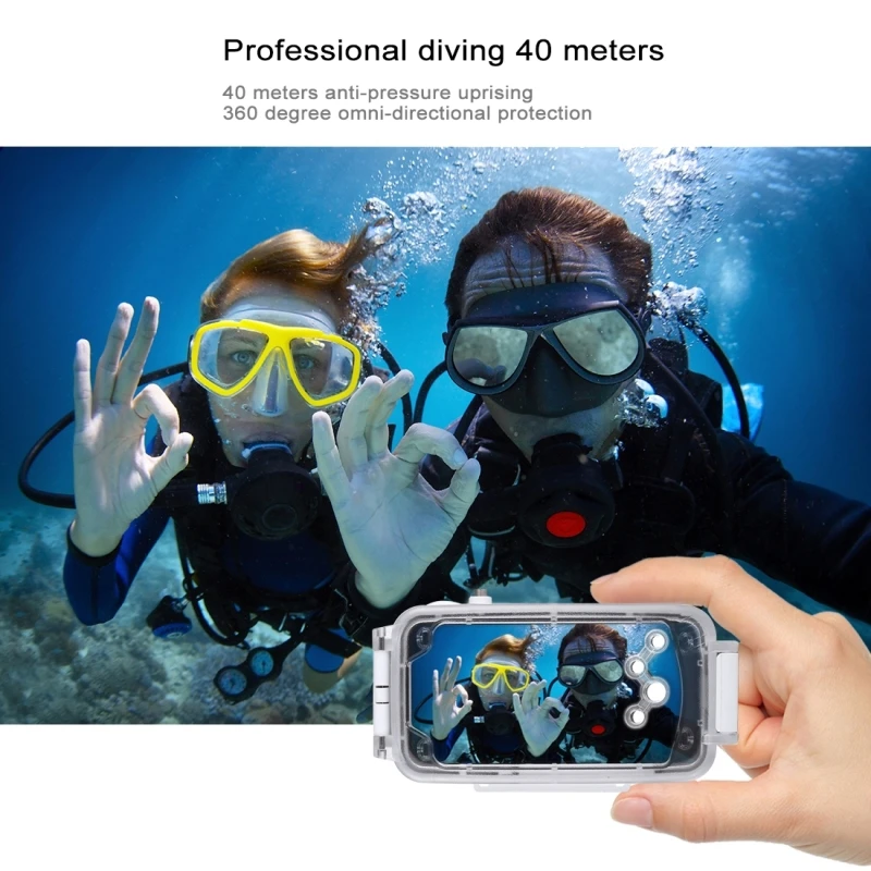 For iPhone X 40m/130ft Professional Waterproof Diving Protective Housing Photo Video Underwater Cover Case |