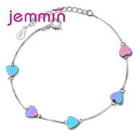 exquisite new fashion heart sparkling cz stone with genuine 925 sterling silver resizable bracelet woman girls favorite