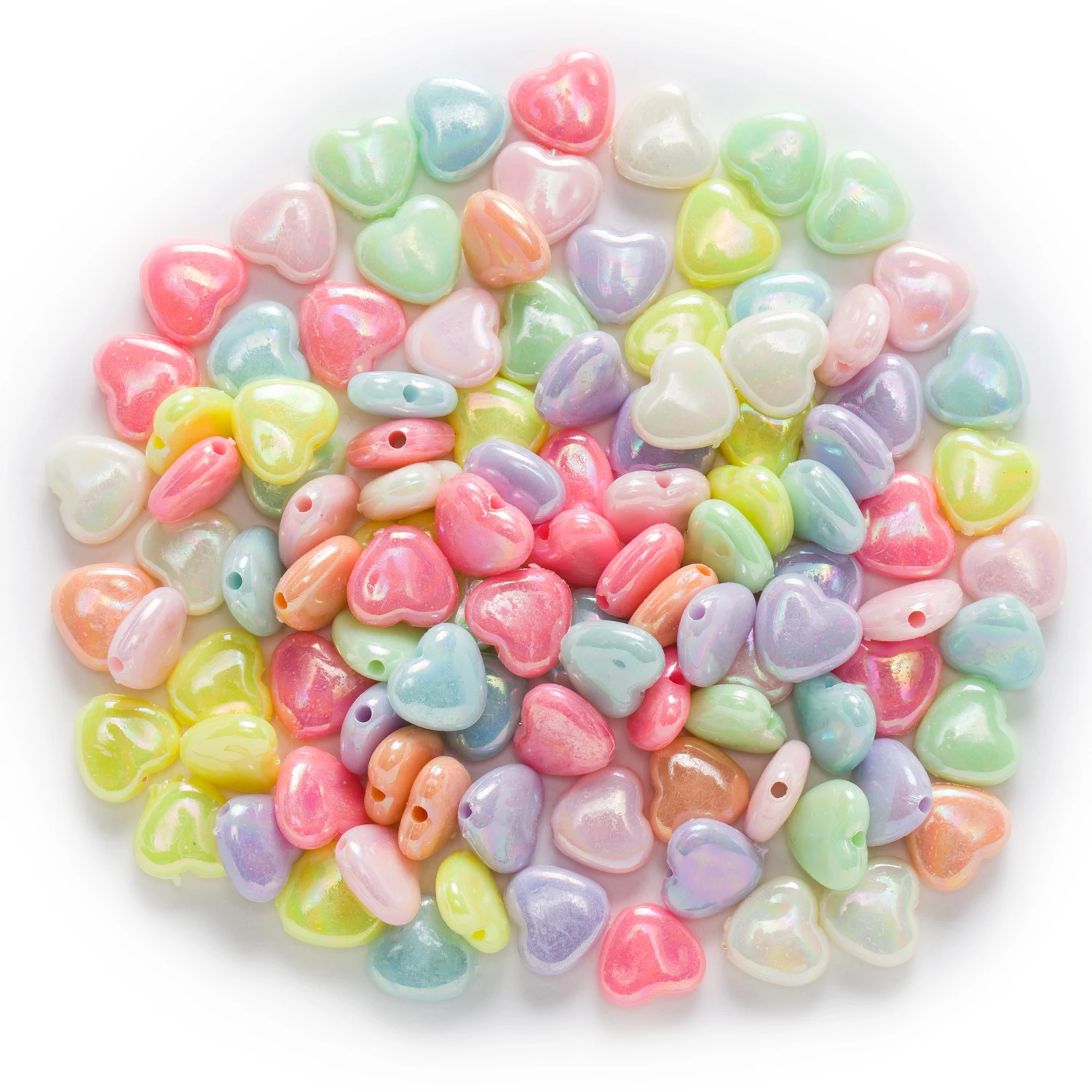 

50 Piece Random Mixed Acrylic Heart Spacer Beads Women Children DIY Bracelet Necklace Findings Jewelry Making Spacer Beads 12mm