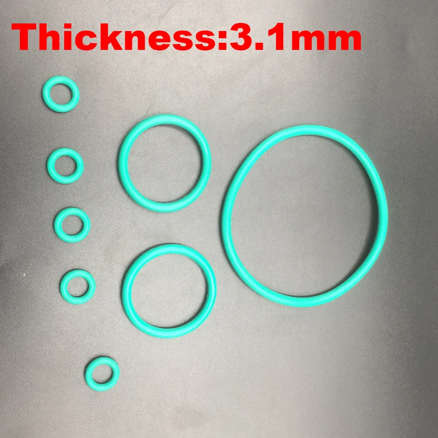 

4pcs 90x3.1 90*3.1 92x3.1 92*3.1 95x3.1 95*3.1 OD*Thickness 3.1mm Green Fluoro FKM Fluorine Rubber O-Ring Seal O Ring Gasket