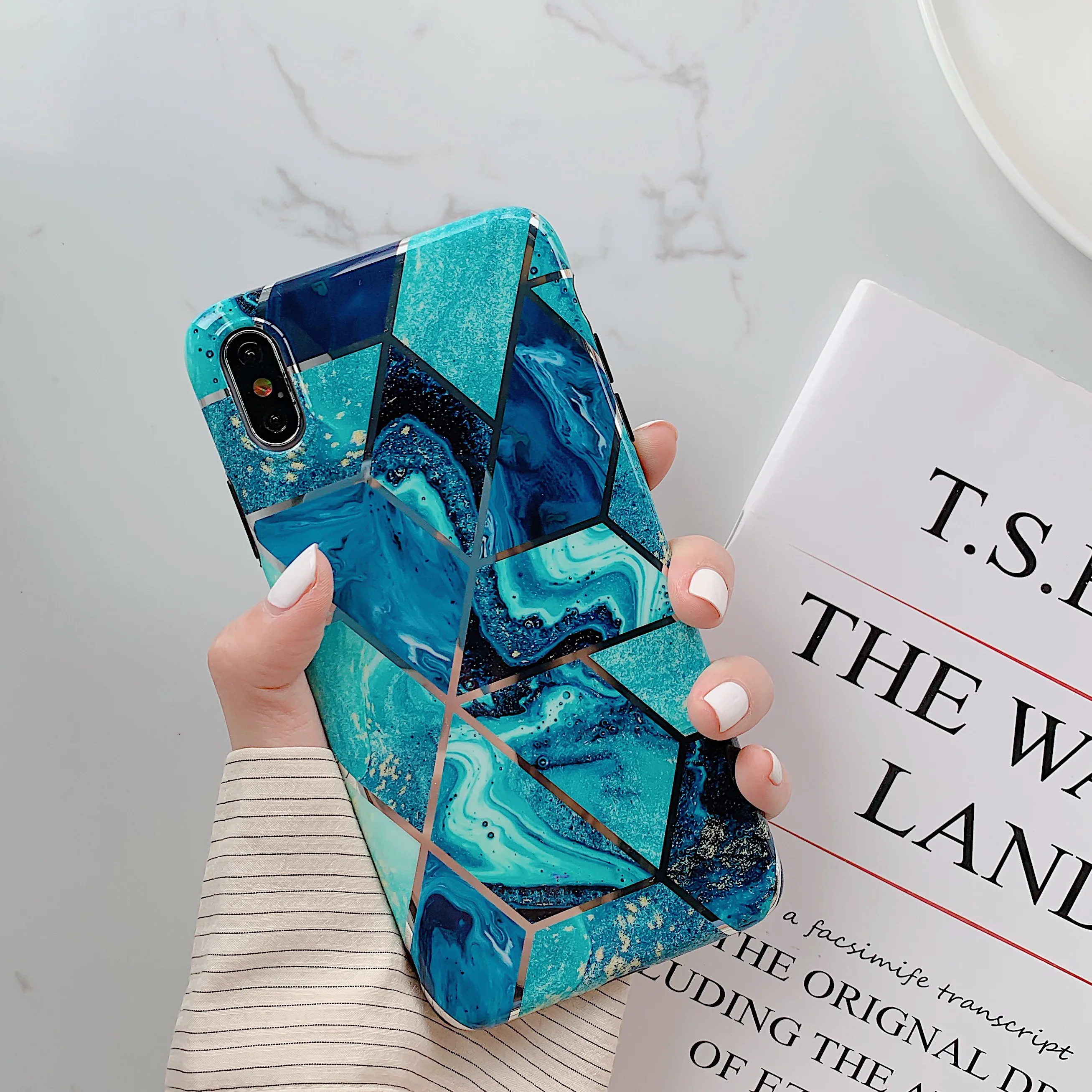 Чехол FLYKYLIN с синим мраморным покрытием для iphone XS Max XR X чехол 8 Plus 7 6 S задняя крышка