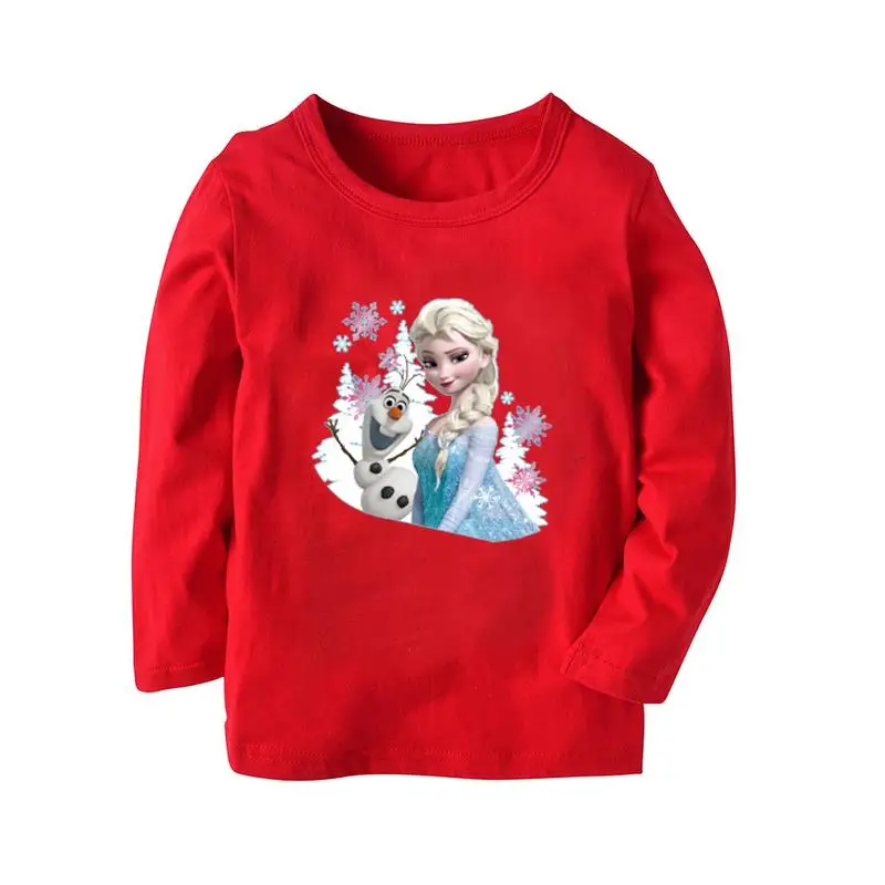 Топы для девочек Disney Frozen Elsa хлопковые свитшоты с длинными рукавами детские