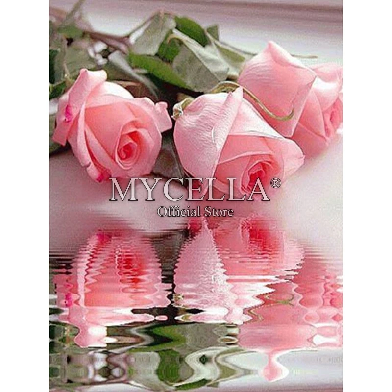

Needlework Full 5D DIY Diamond Painting Cross Stitch Cross Stitch Flowers Diamond Embroidery Crystal Round Diamond Mosaic Rose
