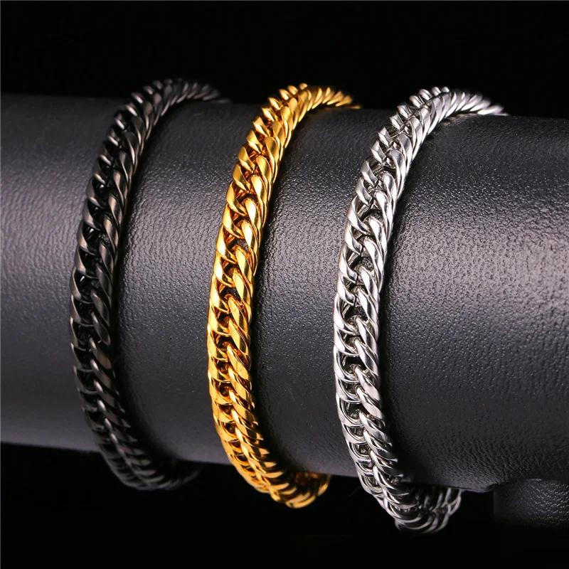 Массивные звенья цепи браслеты для мужчин модные ювелирные изделия из