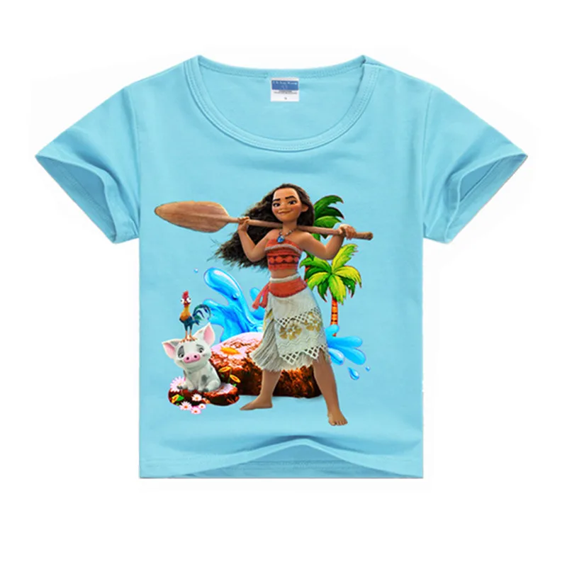 Moana/рубашки для девочек детская одежда повседневные футболки для мальчиков милые топы с принтом в виде букв для девочек, футболка летний топ с короткими рукавами