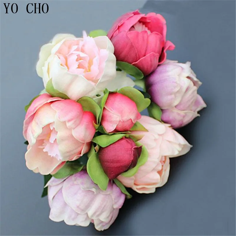 Искусственные пионы TO CHO 8 головок/букет искусственные высокого качества