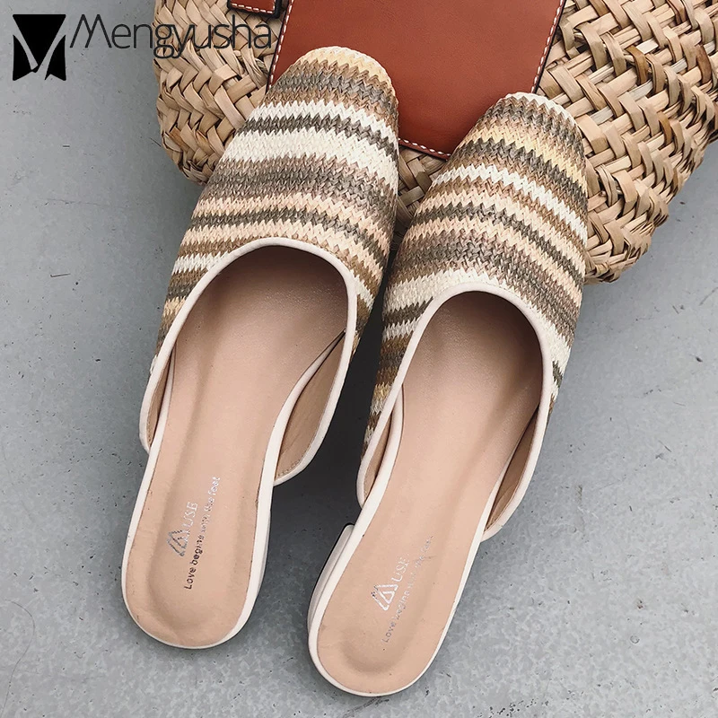 Modis pantufla/женские удобные шлепанцы без задника с круглым носком на плоской подошве