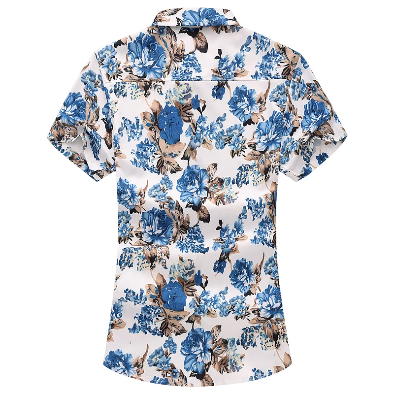 Мужская летняя рубашка с коротким рукавом принтом|Повседневные рубашки| |