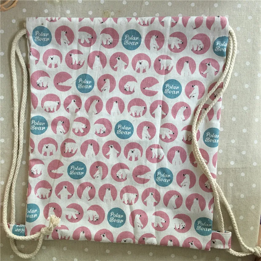 Рюкзак YILE из хлопка и льна на шнурке сумка для книг с принтом белого медведя