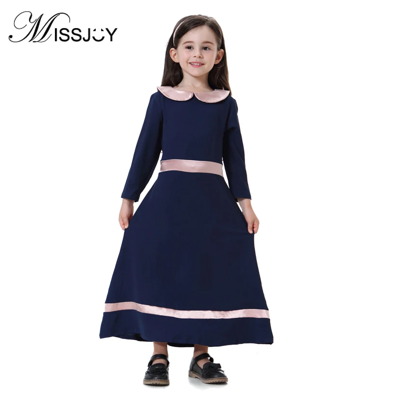 MISSJOY мусульманские платья 2018 Новая мода Абая для девочек длинный рукав воротник