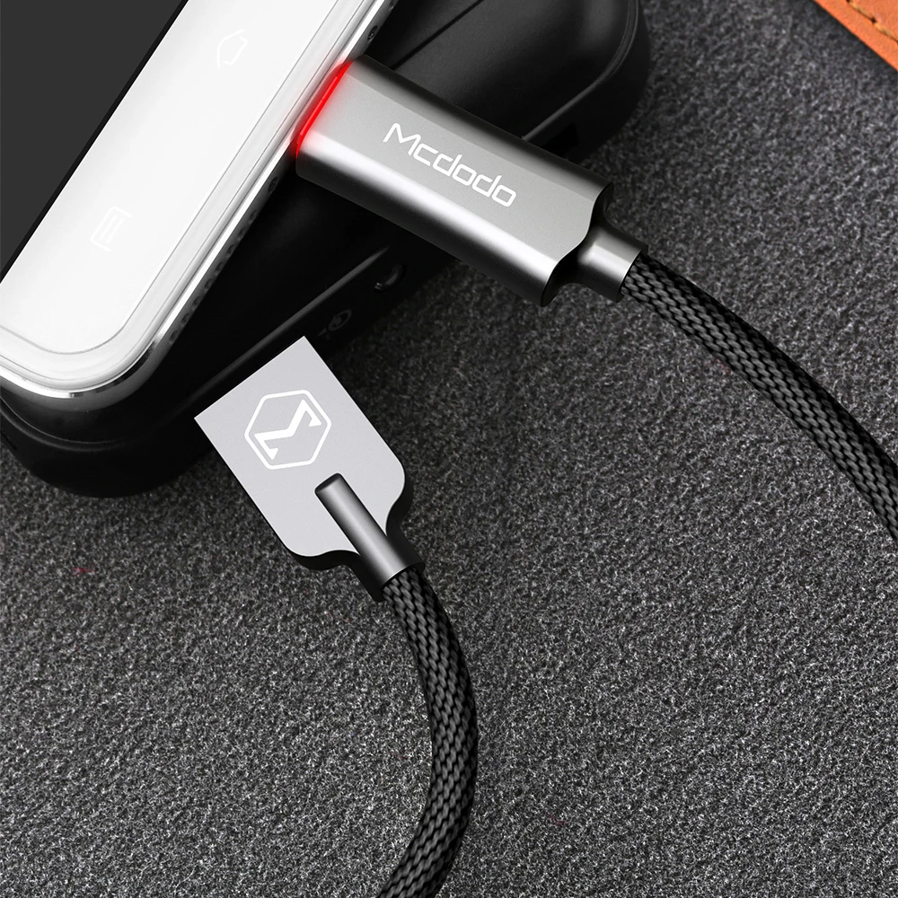 MCDODO Micro USB кабель для Samsung Xiaomi Huawei быстрой зарядки автоотключения USB кабель для передачи данных со светодиодной MicroUSB кабель для зарядки