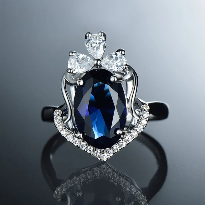 Venidy Кольца с сапфиром Для женщин изделия стерлингового серебра 925 Bijoux Femme