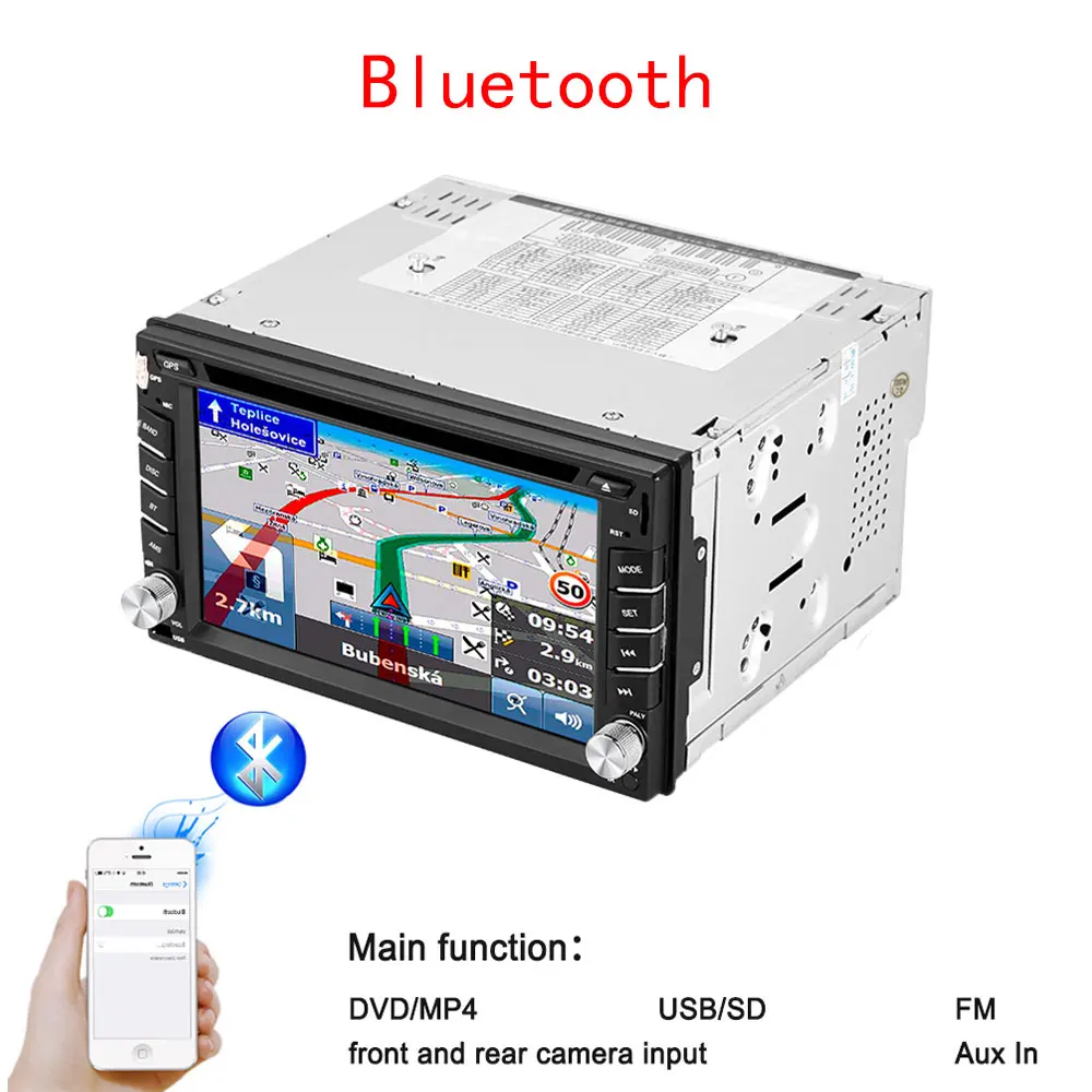 Podofo gps универсальный автомобильный радиоприемник 2 дин MP5 плеер navigationn Bluetooth FM в