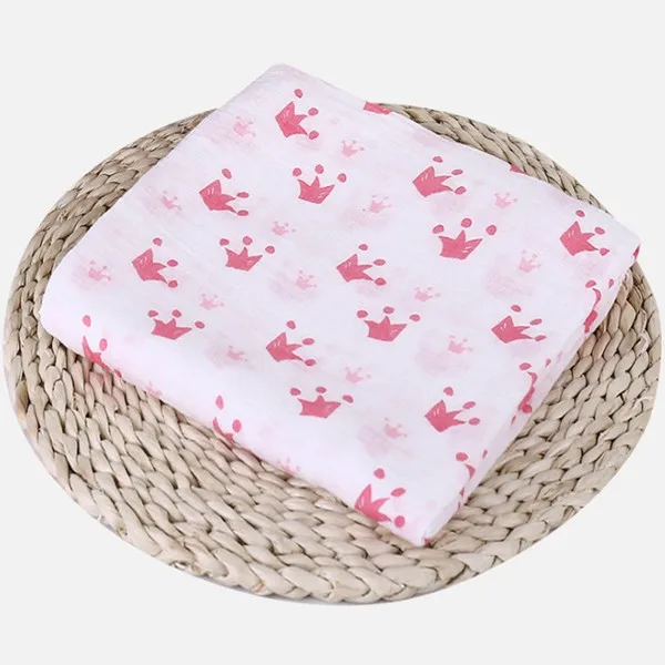 Pink Crown Новое Детское одеяло для новорожденных, муслиновое одеяло для новорожденных, хлопковое мягкое детское банное полотенце, Пеленальное Одеяло, марлевые пеленки - Цвет: Pink Crown