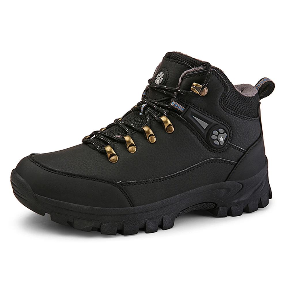 Plus Size 39-48 Winter Men Sneakers Genuine Leather Warm Plush Casual Shoes Outdoor Sport For Grey Black | Обувь