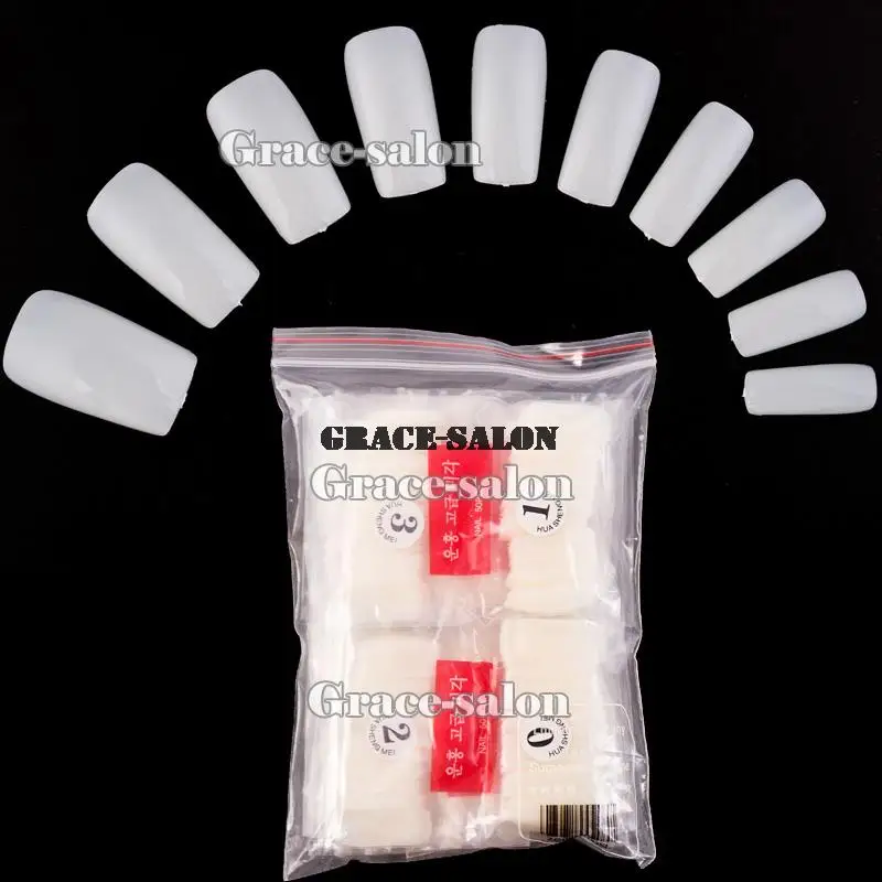 

500ocs Natural Color False Acrylic UV Gel Full French Nail Art Tips Tools 10size