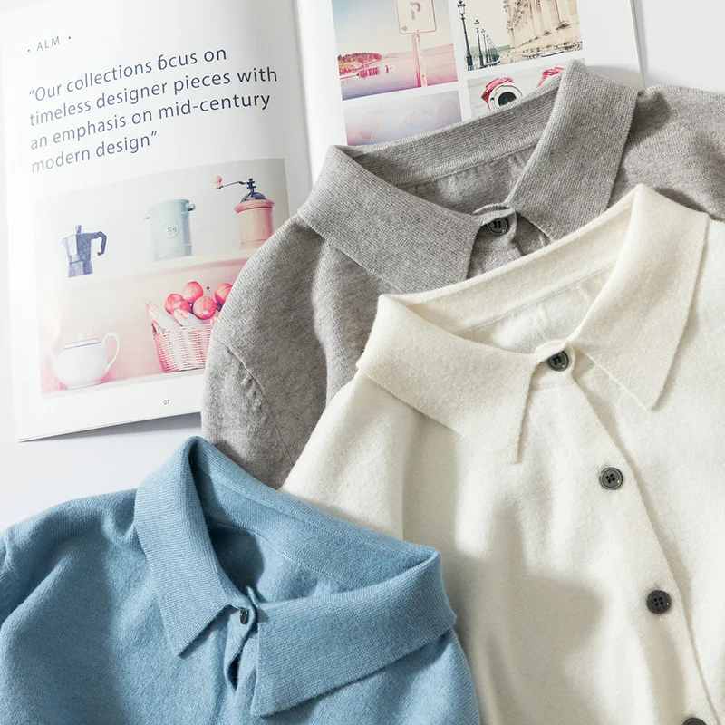 Женский кашемировый весенне-осенний кардиган 2019 свитер вязаный с лацканами |