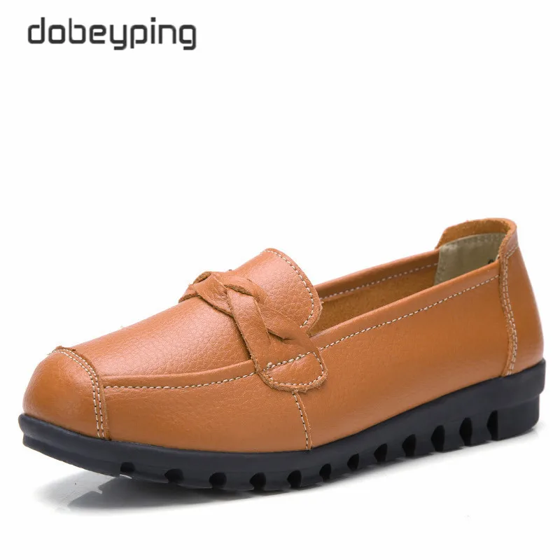 dobeyping Spring Autumn Woman Shoes Genuine Leather Women Flats Slip On Women's Loafers Female Sewing Shoe Large Size 35-41 | Обувь